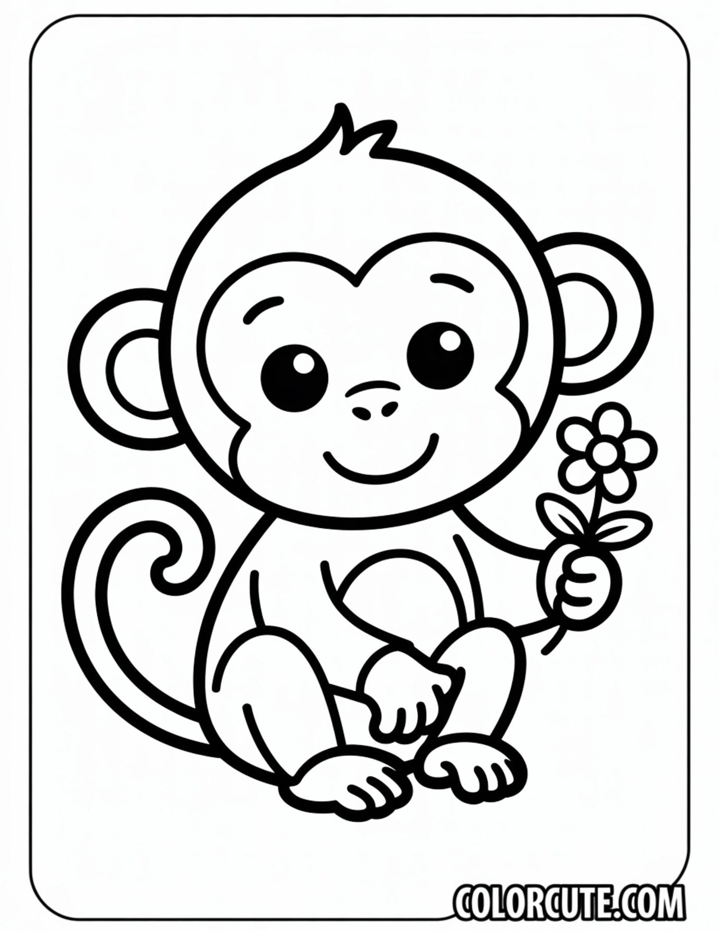 Cute Monkey Coloring Page Free PDF Printables