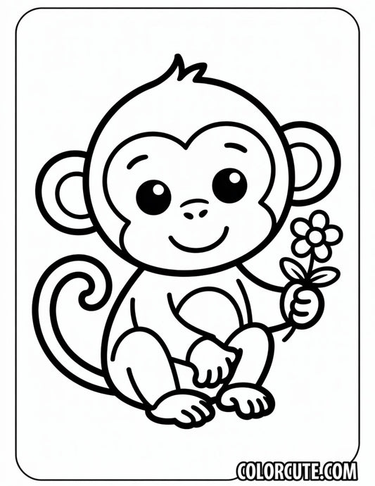 Cute Monkey Coloring Page Free PDF Printables