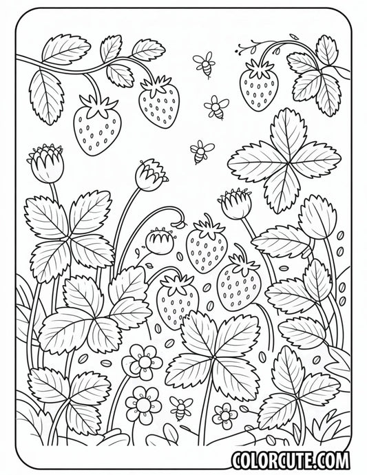 Garden Strawberry Coloring Pages – Free PDF Printables