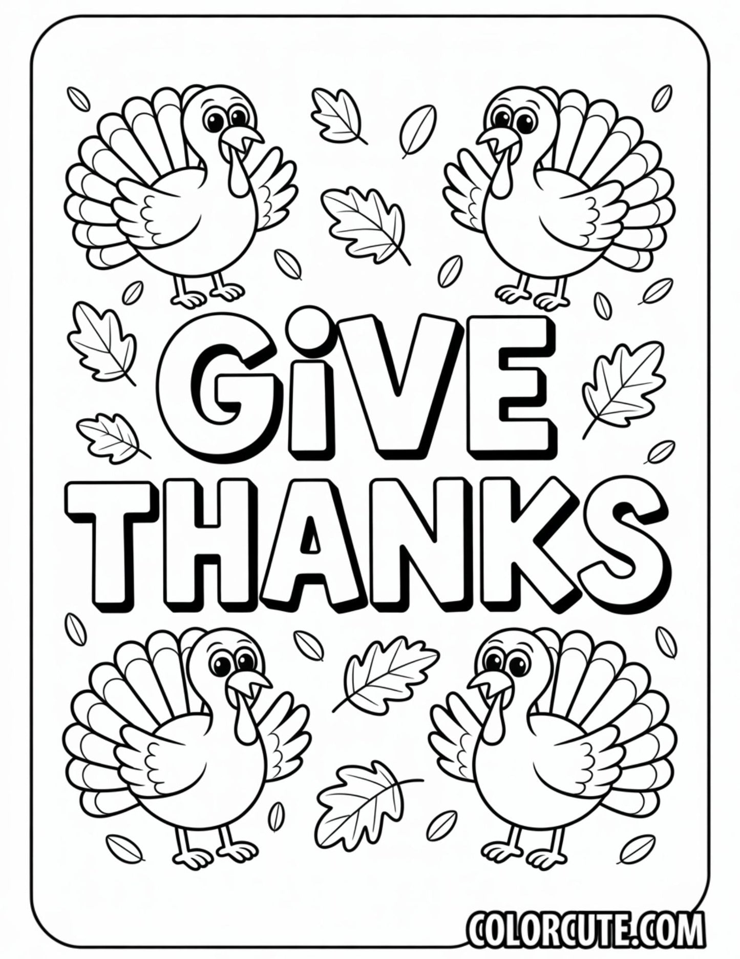 Give Thanks Thanksgiving Coloring Pages | Free PDF Printables