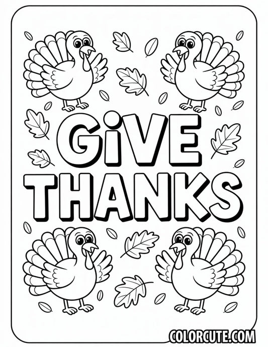 Give Thanks Thanksgiving Coloring Pages | Free PDF Printables