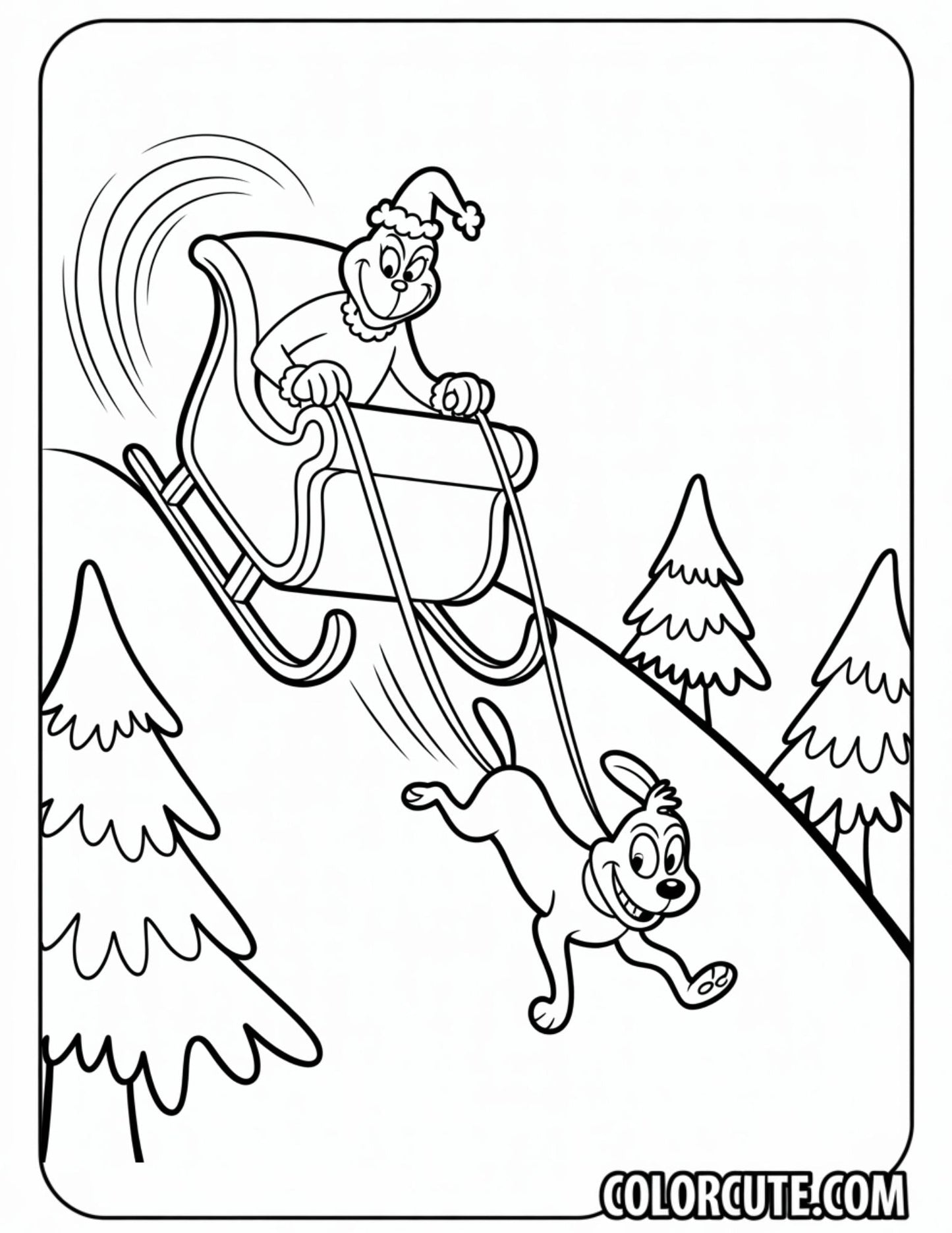Grinch Sleigh Coloring Page | Free PDF Printables
