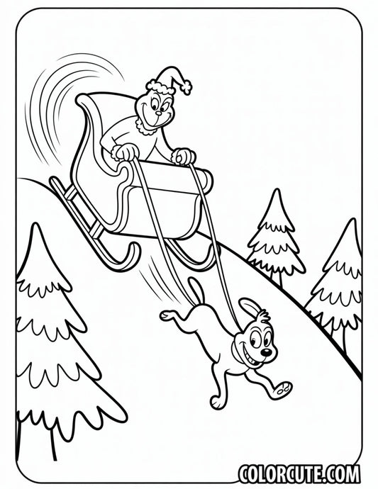 Grinch Sleigh Coloring Page | Free PDF Printables