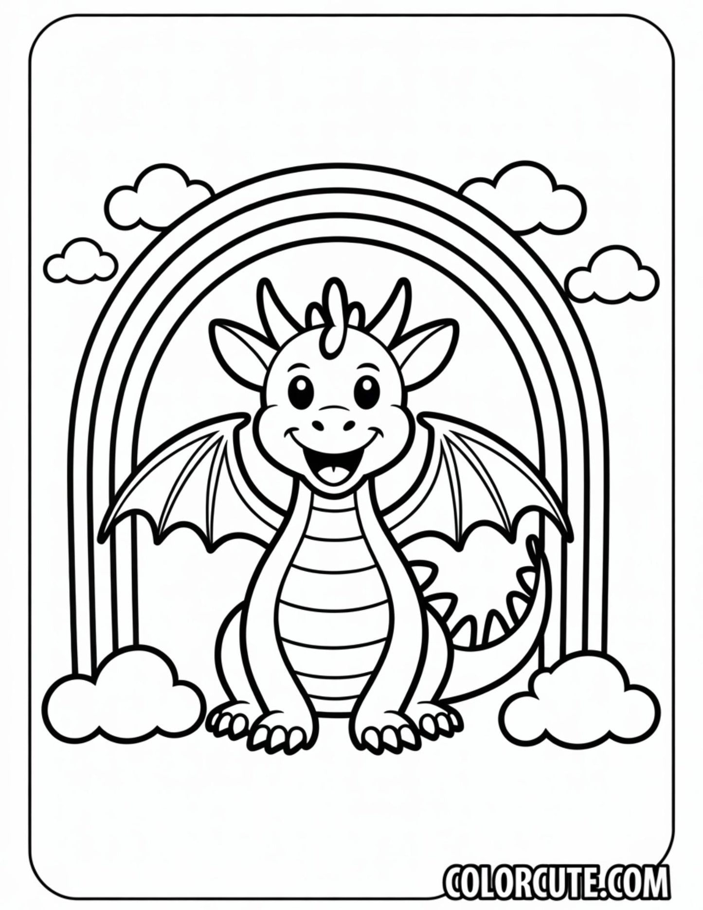 Rainbow Dragon Coloring Pages | Free PDF Printables