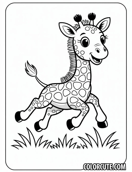 Running Giraffe Coloring Pages | Free PDF Printables
