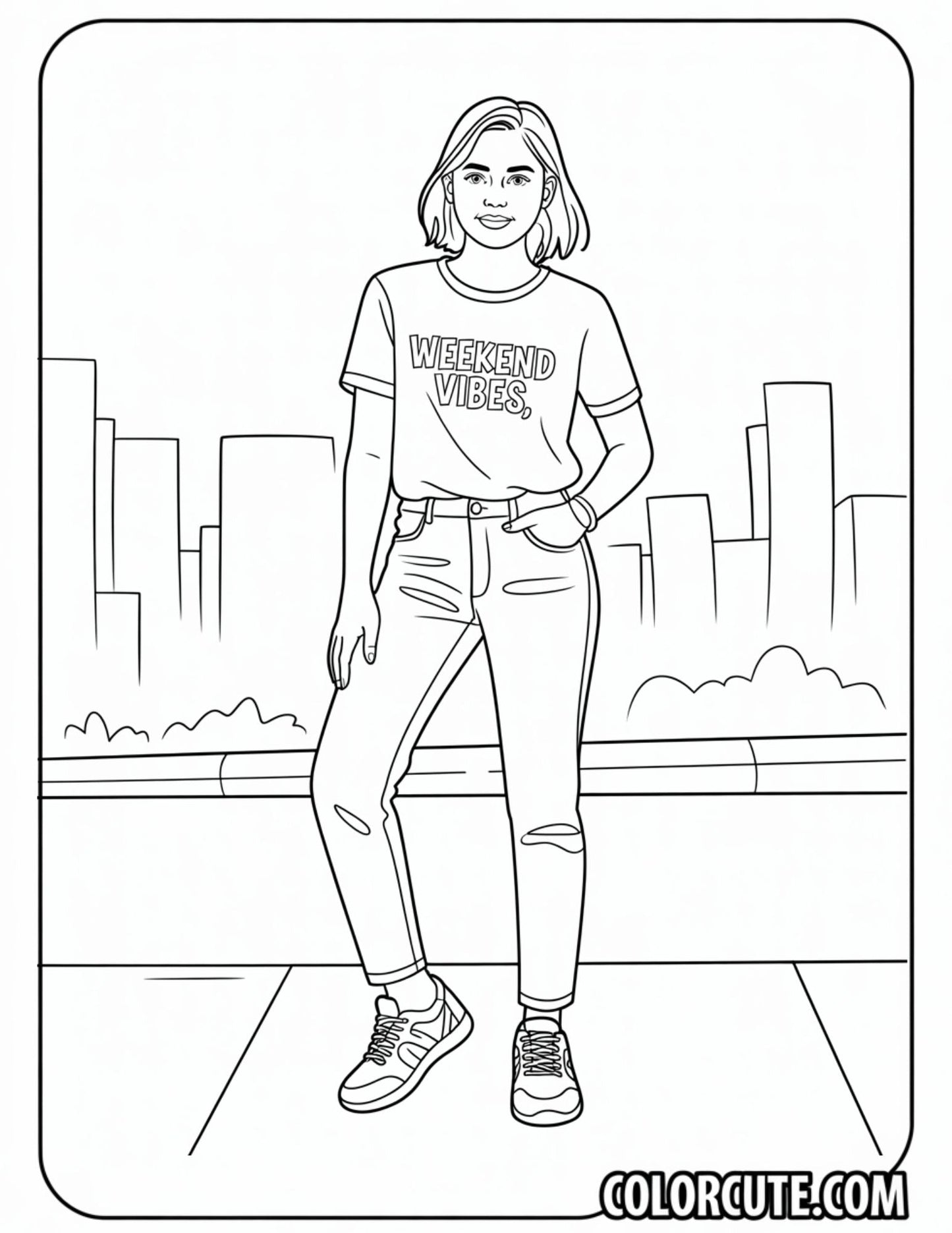 Street Fashion Girl Coloring Pages | Free PDF Printables