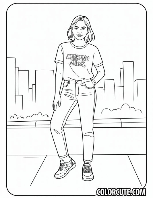 Street Fashion Girl Coloring Pages | Free PDF Printables