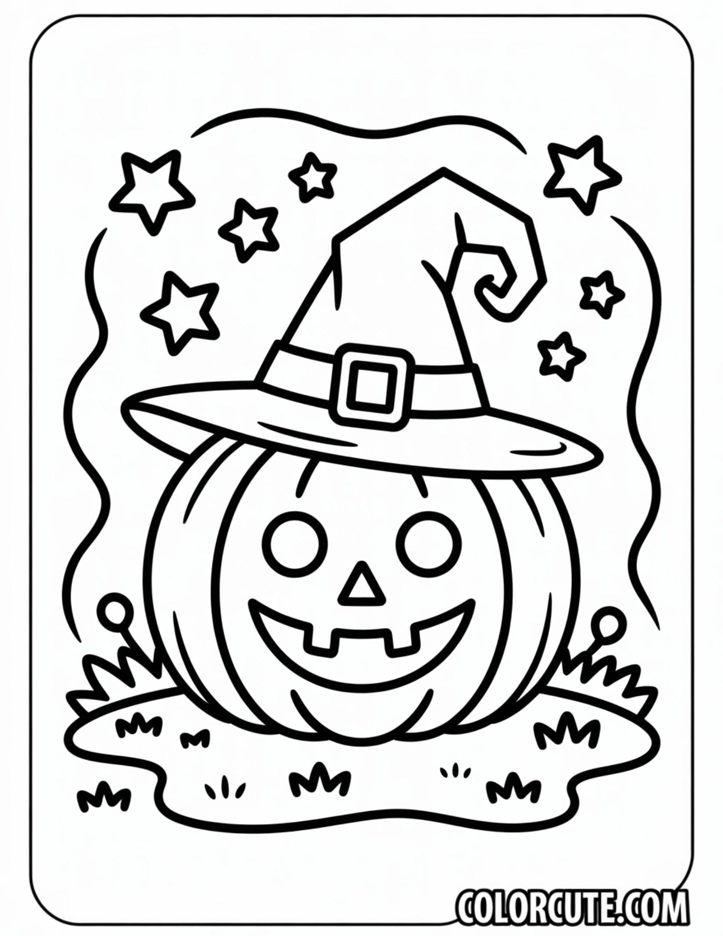 Witch Pumpkin Coloring Page | Free PDF Printables