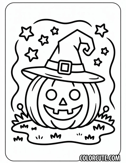 Witch Pumpkin Coloring Page | Free PDF Printables