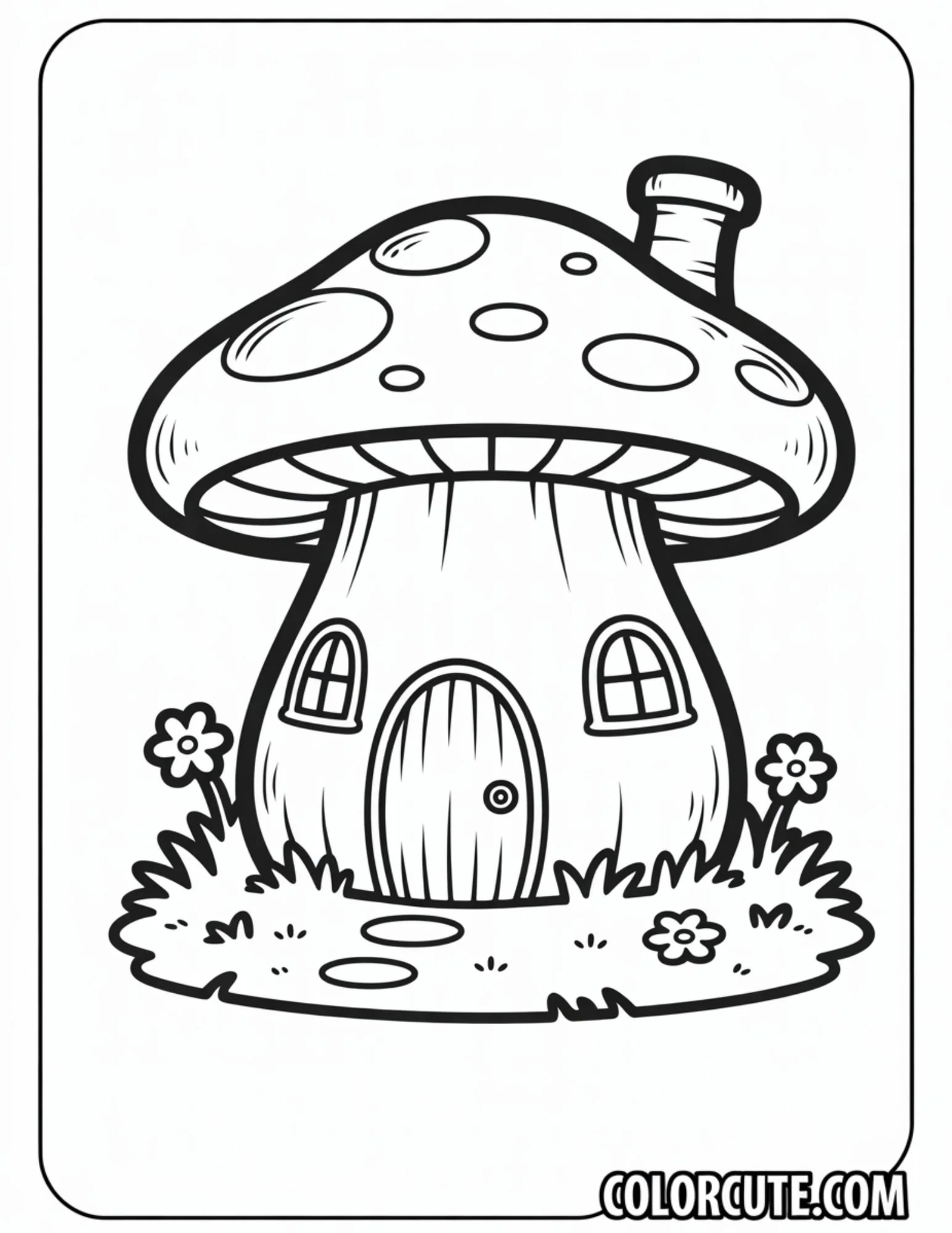 Mushroom House Coloring Pages | Free PDF Printable