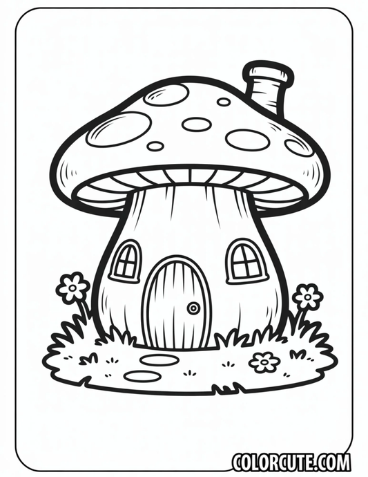 Mushroom House Coloring Pages | Free PDF Printable